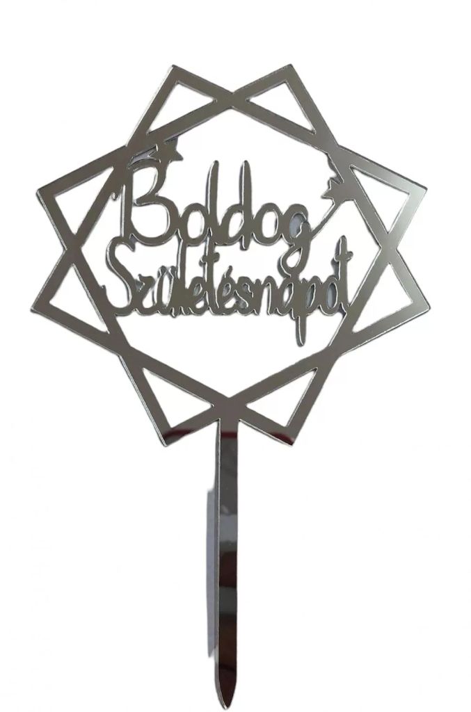 Tortabeszúró boldog születésnapot ezüst négyzet keretben]