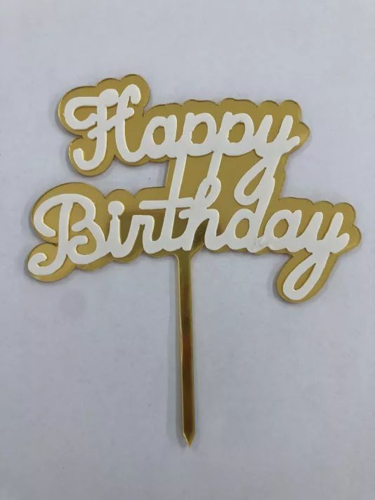 Happy Birthday arany, fehér felirattal]
