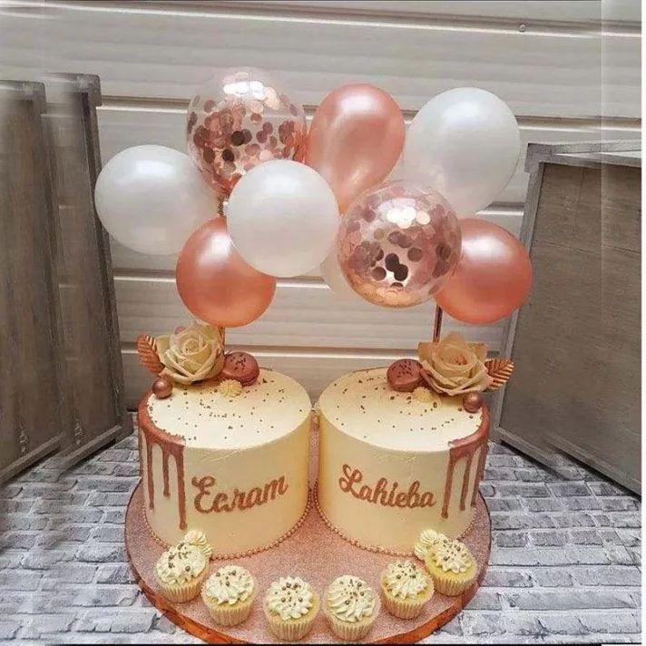 Tortadekoráció lufis boltív (rózsaszín-fehér)]