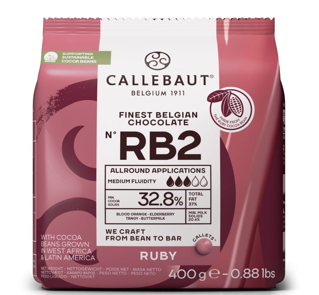 Callebaut RB2 ruby tejcsokoládé 32,8% pasztilla 400 g]