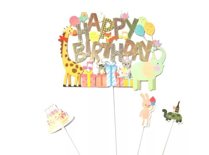 Happy Birthday állatkertes beszúró szett]