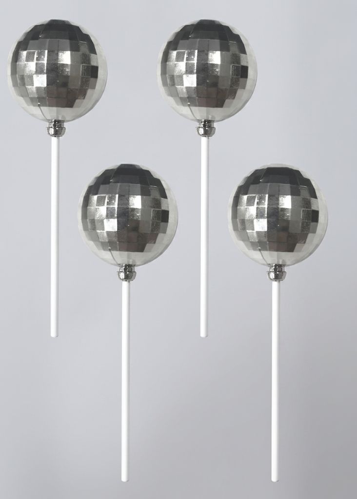 Disco gömb beszúró ezüst - 4 db]