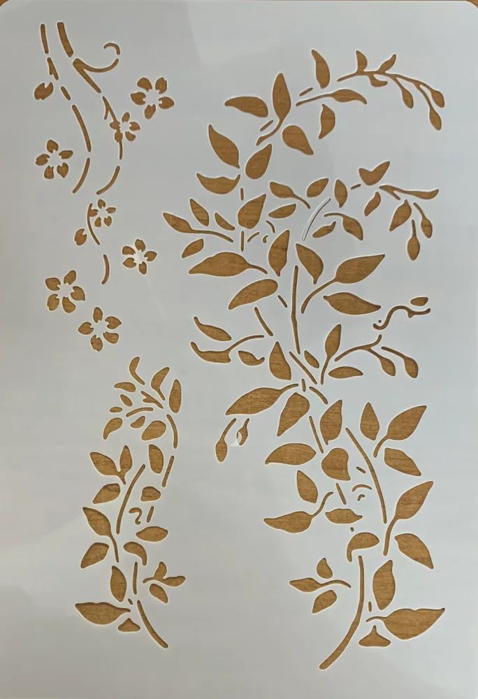 Virágos, leveles stencil]